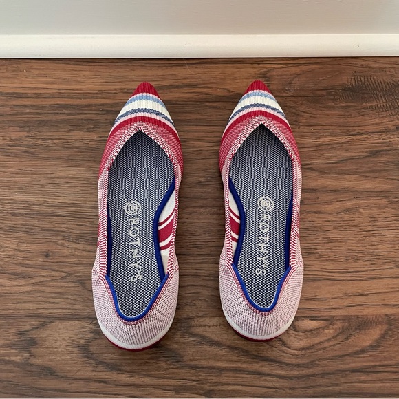 Rothys Retired Red Varsity Stripe Point Flats Sz 7.5 - Picture 11 of 14